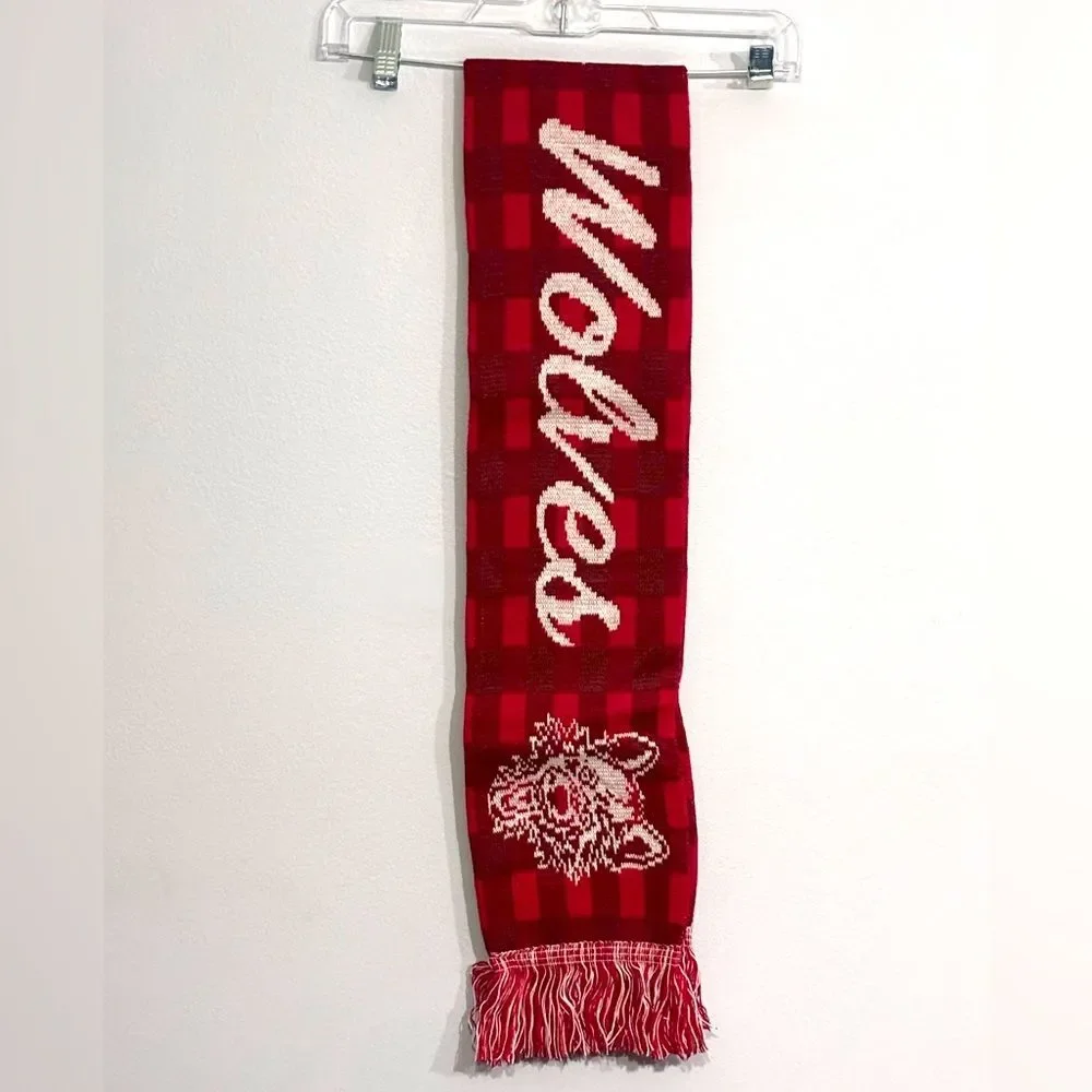 Chicago Wolves Men's Women's Hockey Winter Red White Unisex Knit Scarf Fringe